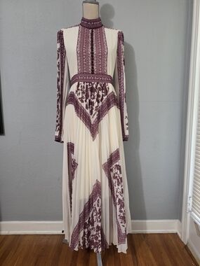 Sunfere Melvina Floral Print Pleated Maxi Dress NWT Size Large